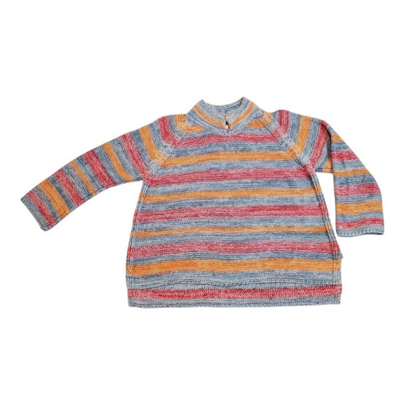 J. Jill SZ XL Women's Cotton/Linen Blend Colorful Striped Knit Sweater - Picture 8 of 11